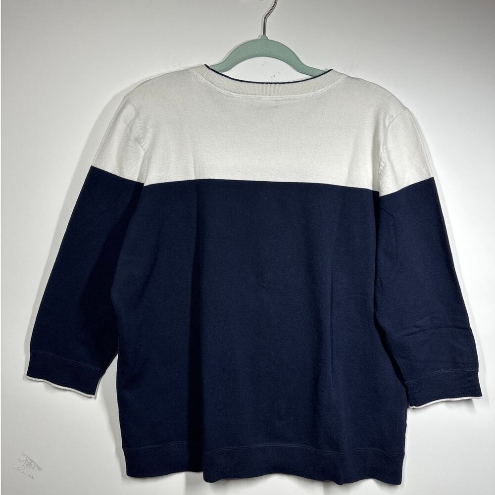 Eddie Bauer Colorblock Two-Tone 3/4 Sleeve Sweater Top Blue White Size 2XL ** - Picture 6 of 9
